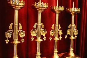 Matching Candle Sticks en Bronze / Polished and Varnished, Belgium 19th century