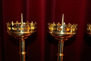 Matching Candle Sticks. Measures Without Pin. en Brass /  Polished and Varnished, Belgium 19th centuryv