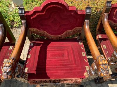 Matching Chairs en Wood / Red Velvet, 19th century