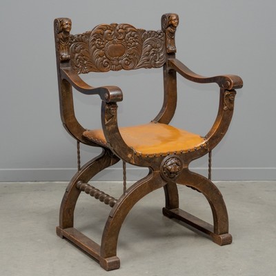Matching Dagobert Chairs  en Oak wood / Leather, Belgium 19 th century