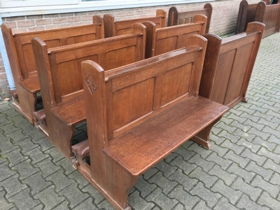 Pews ( 4 Pieces Available ) en Oak wood, Dutch 20th century