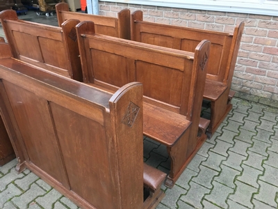 Pews ( 4 Pieces Available ) en Oak wood, Dutch 20th century