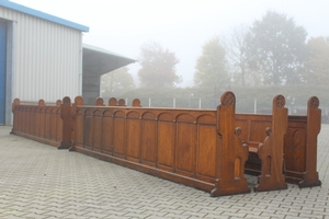 4 Pews And 2 Front Parts en wood oak, Monastery Ravensbos Valkenburg Netherlands 19th century