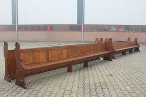 4 Pews And 2 Front Parts en wood oak, Monastery Ravensbos Valkenburg Netherlands 19th century