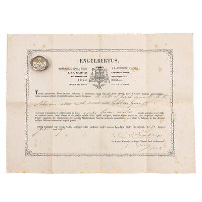 Reliquaries - Relics With Original Documents. Not For Sale Seperately en Brass / Glass / Wax Seal, Belgium  19 th century