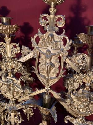 Matching Adjustable Candle Holders style Romanesque en Bronze / Gilt, France 19th century ( anno 1890 )