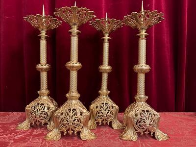 4 Romanesque - Style Matching Candle Sticks Height Without Pin.