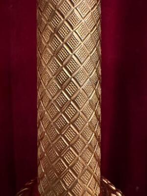 Matching Candle Sticks Height Without Pin. style Romanesque - Style en Bronze / Polished and Varnished, France 19 th century ( Anno 1865 )