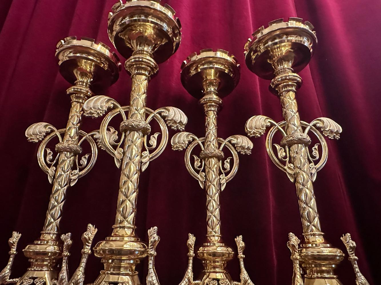 4 Romanesque - Style Matching Candle Sticks Height Without Pin.