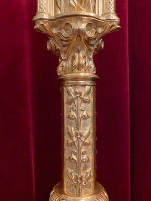 Matching Candle Sticks Height Without Pin. style Romanesque - Style en Full Bronze Polished and Varnished, France 19 th century ( Anno 1865 )