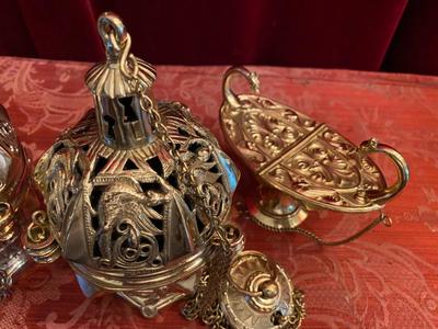 Matching Pair Censers & Boats style Romanesque - Style en Bronze / Polished and Varnished, France 19 th century