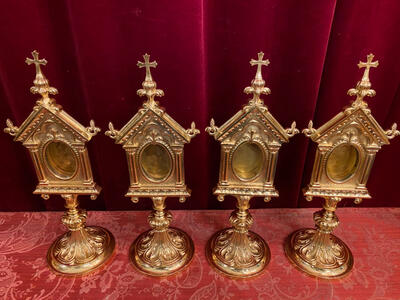 Matching Reliquaries   style Romanesque - Style en Bronze / Polished and Varnished, France 19 th century ( Anno 1885 )