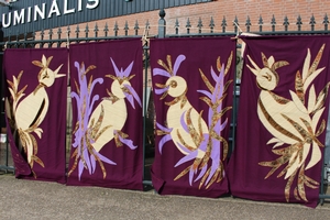 Series Of Matching Fully Hand -Made Hand - Embroidered Banners 