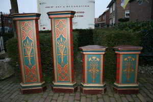 Stands en wood polychrome, Belgium 19th century