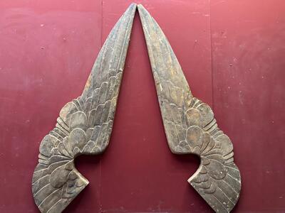 Wings 2 Pair Total 4 Pieces en Wood, 20 th century