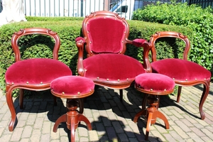 Altar Set Of 5 Seats. Completely & Professionally Refit According To The Traditional Methods And With Original Materials. en wood mahogony, Belgium 19th century