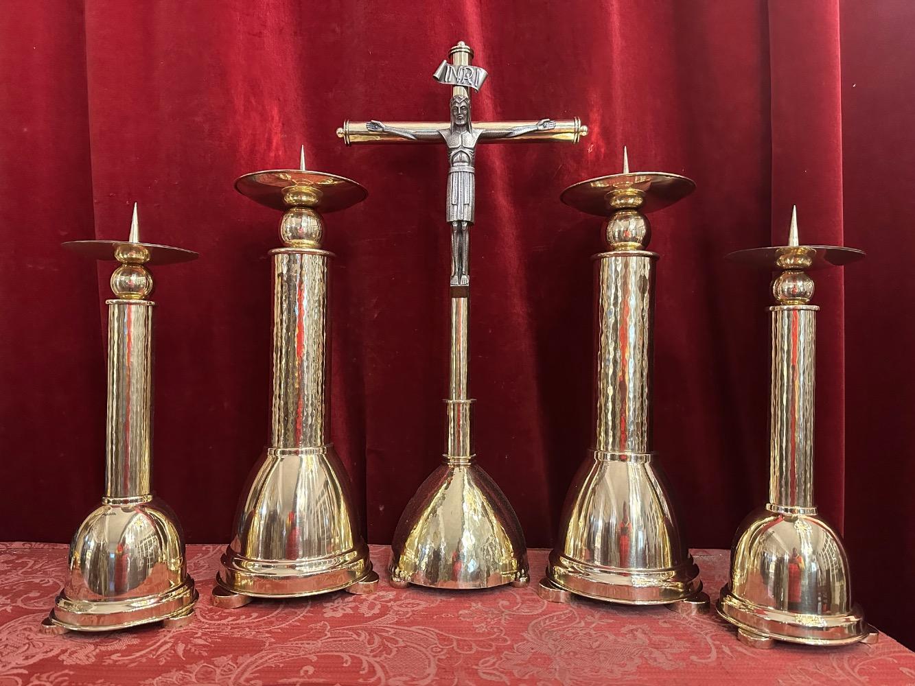 5 art - deco Candle Holders With Machting Cross Measures Candle Holders Without Pin
