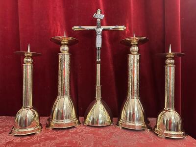 5 art - deco Candle Holders With Machting Cross Measures Candle Holders Without Pin