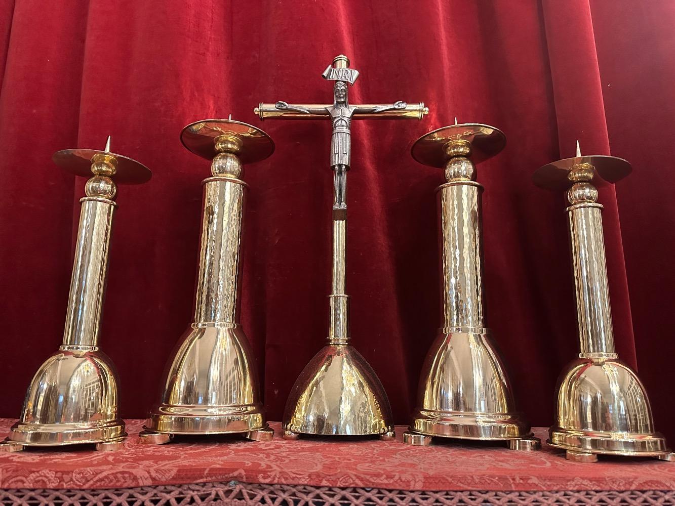 5 art - deco Candle Holders With Machting Cross Measures Candle Holders Without Pin