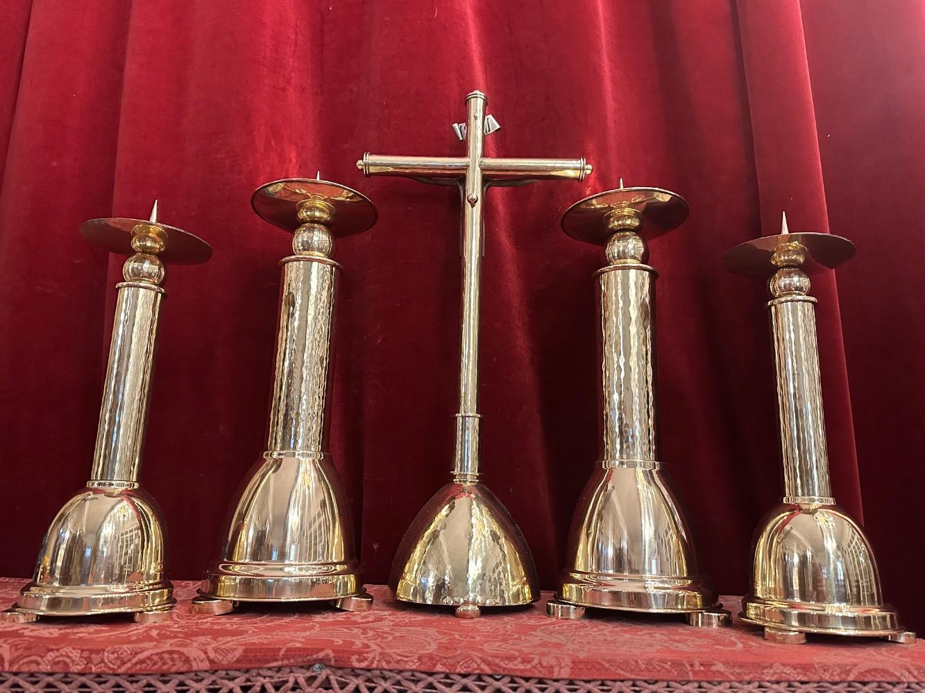 5 art - deco Candle Holders With Machting Cross Measures Candle Holders Without Pin