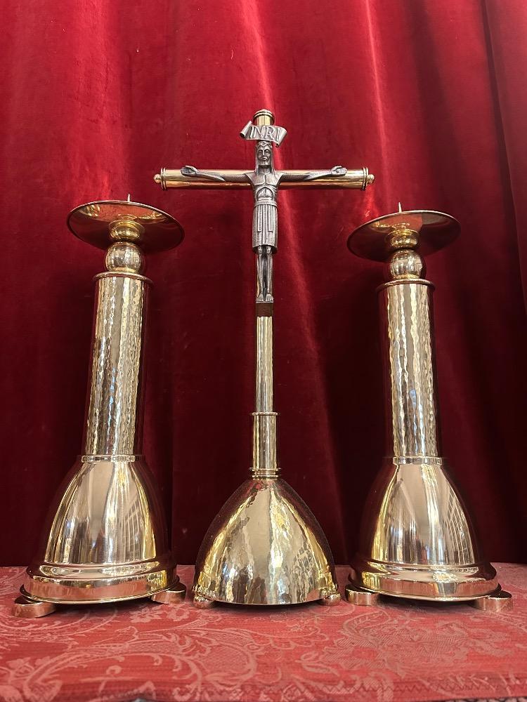 5 art - deco Candle Holders With Machting Cross Measures Candle Holders Without Pin