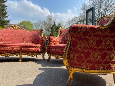 Complete Salon Furniture  style Baroque en Wood Gilt / Fabrics, Italy  19 th century