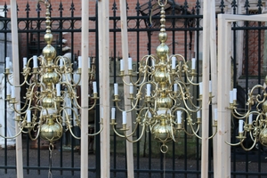 Chandeliers en Brass / Polished / New Varnished, Belgium 19th / 20th  Century