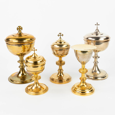 Collection Ciboria & Chalice  en Brass / Gilt, Belgium 19th & 20th Century