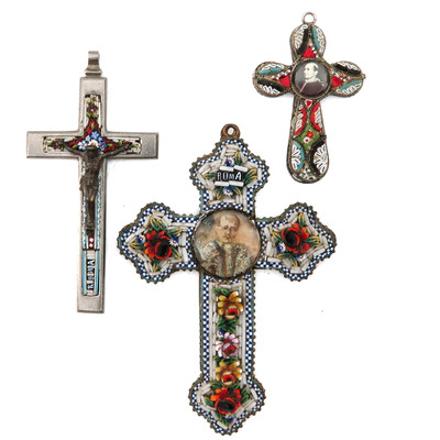 Crosses Micro Mosaic  en Micro mosaic / Enamel / Brass, France 19 th century