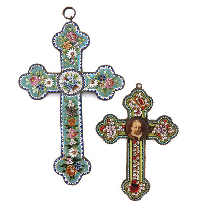 Crosses Micro Mosaic  en Micro mosaic / Enamel / Brass, France 19 th century