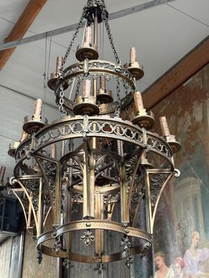 Large Chandelier With 4 Matching Chandeliers More Pictures Soon ! style Gothic - Style en Bronze, Belgium  19 th century
