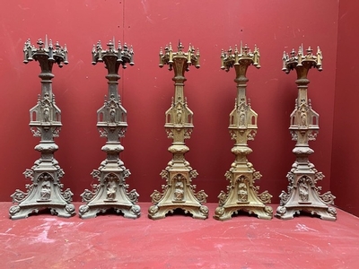 Matching Candle Sticks Could Be Polished. Measures Without Pin. style Gothic - style en Full Bronze, France 19th century ( anno 1865 )
