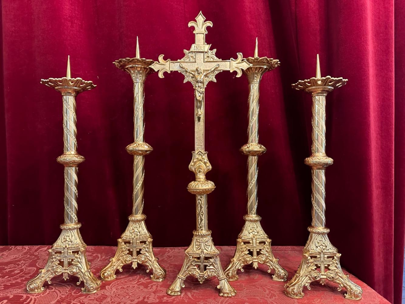 5  Matching Candle Holders With Cross. Measures Candle Holders Without Pin