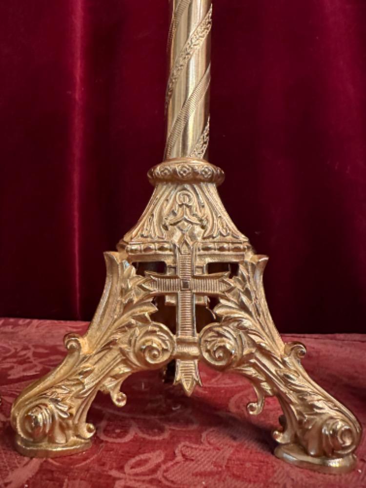 5  Matching Candle Holders With Cross. Measures Candle Holders Without Pin