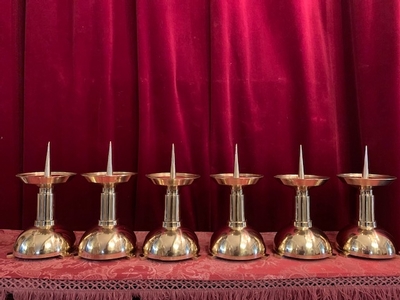Candle Sticks Measures Without Pin style ART - DECO en Brass / Polished / New Varnished, Belgium 20th century ( 1950 )