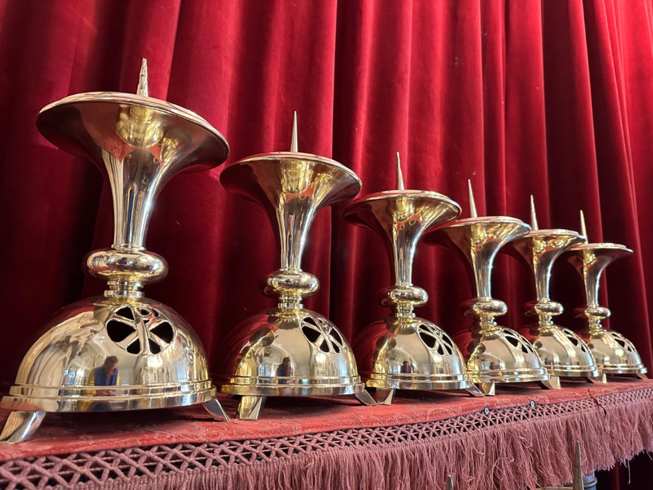 6 art - deco Matching Candle Sticks Height Without Pin.