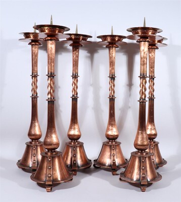 6 Art Nouveau  Matching Candle Sticks