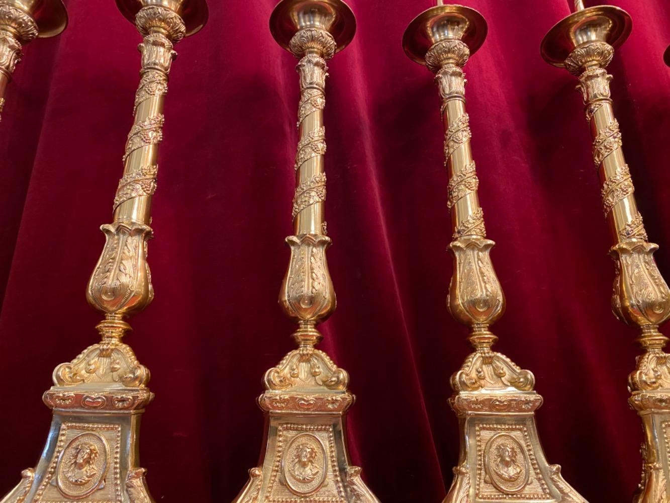 6 Baroque Matching Candle Sticks Altar Set Height Without Pin.