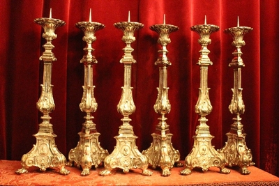 Matching Candle Sticks. Measures Without Pin. style Baroque en Bronze / S I L V E R   P L A T E D , Dutch 19th century ( anno 1875 )