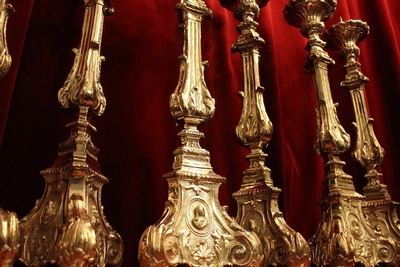 Matching Candle Sticks. Measures Without Pin. style Baroque en Bronze / S I L V E R   P L A T E D , Dutch 19th century ( anno 1875 )