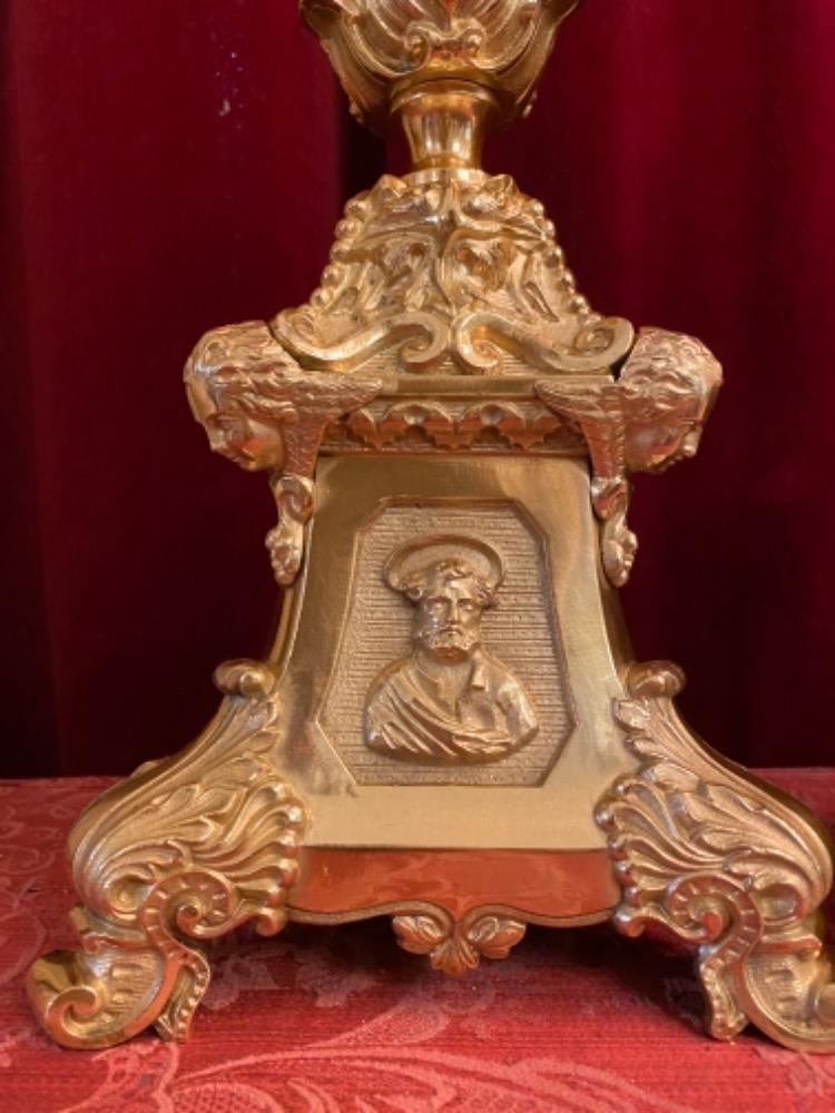 6 BAROQUE-STYLE Altar - Set Candle Holders Measures Without Pin Height: 70 Cm.