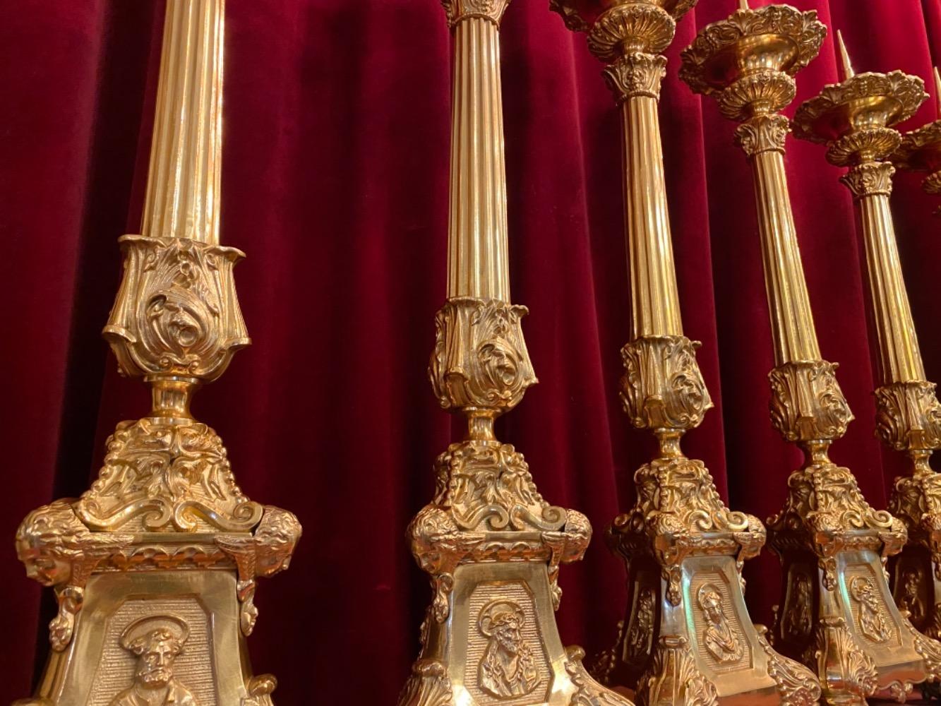 6 BAROQUE-STYLE Altar - Set Candle Holders Measures Without Pin Height: 70 Cm.