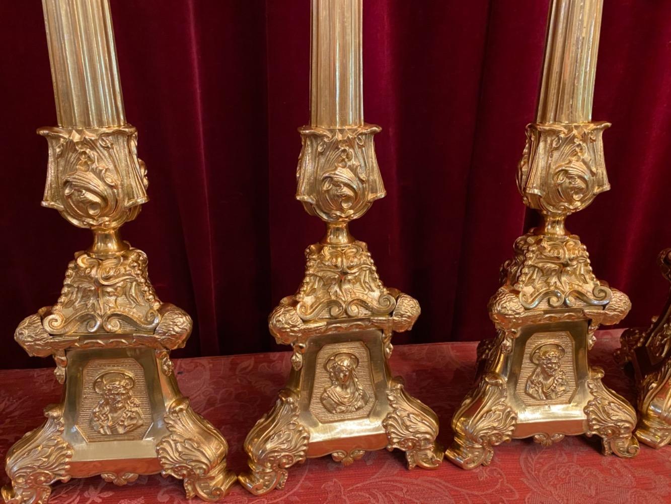 6 BAROQUE-STYLE Altar - Set Candle Holders Measures Without Pin Height: 70 Cm.