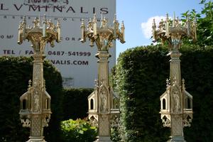 Candle Sticks style gothic en BRONZE, France 19th century