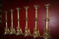 Matching Candle Sticks Altar Set style Gothic en Bronze / Brass, FRANCE 19 th century