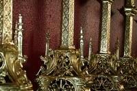 Matching Candle Sticks Altar Set style Gothic en Bronze / Brass, FRANCE 19 th century