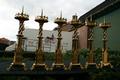 Altar - Set Matching Candle Sticks  style Gothic - style en Brass / Bronze / Gilt, France 19th century