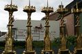 Altar - Set Matching Candle Sticks  style Gothic - style en Brass / Bronze / Gilt, France 19th century