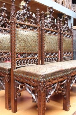 Exceptional Chairs style Gothic - style en Oak wood, France 19th century