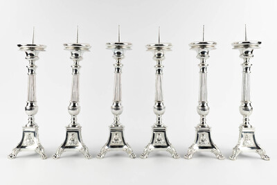 Matching Candle Sticks Height Without Pin. style Gothic - Style en Brass / Silver Plated , Belgium  19 th century
